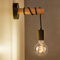Black Industrial Wall Bedside Lamp with Wooden Base