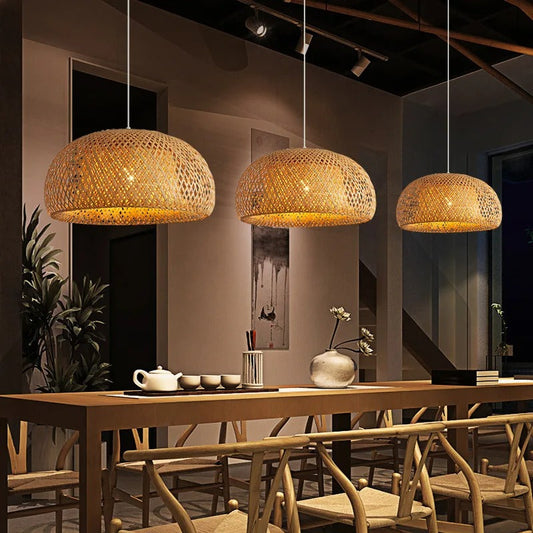 Bamboo Lamp Hand-Knitted Chinese Style Weaving