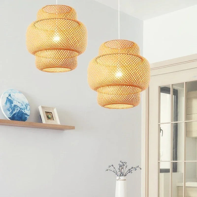 Bamboo Lamp Hand-Knitted Chinese Style Weaving