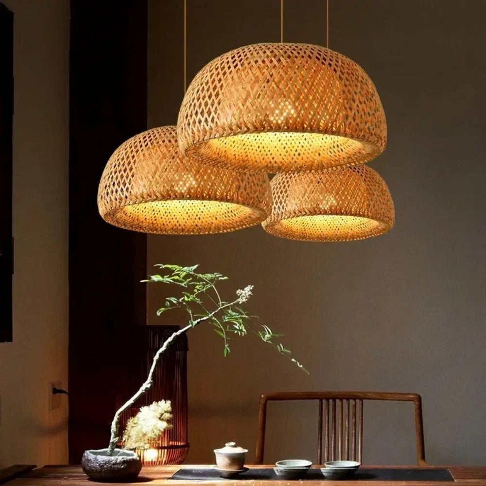Bamboo Lamp Hand-Knitted Chinese Style Weaving